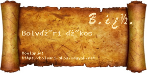 Bolvári Ákos névjegykártya