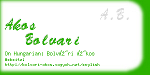 akos bolvari business card